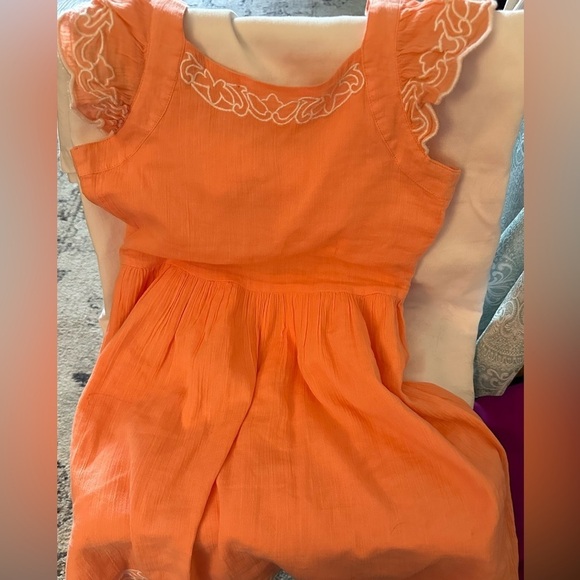 Janie & Jack Crochet Peach Colored Trim Dress Ruffles size 10 - Picture 1 of 5